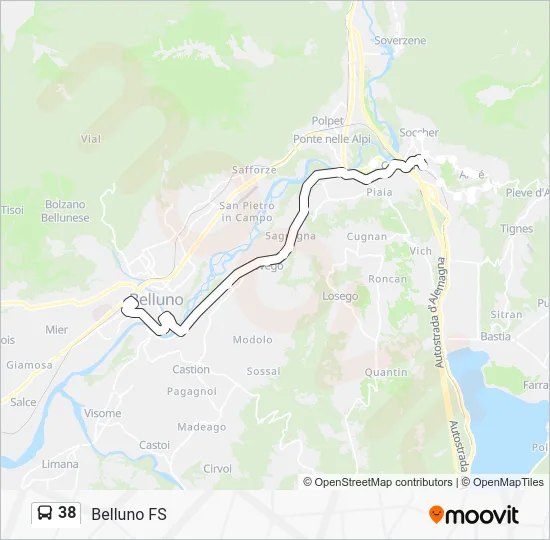 38 Bus Line Map