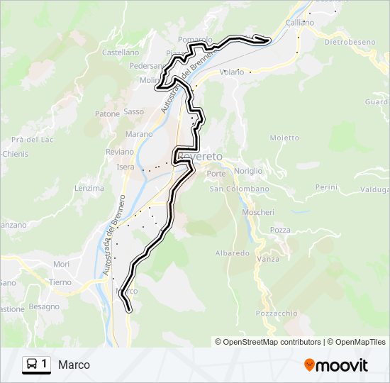 1 bus Line Map