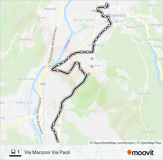 1 Bus Line Map