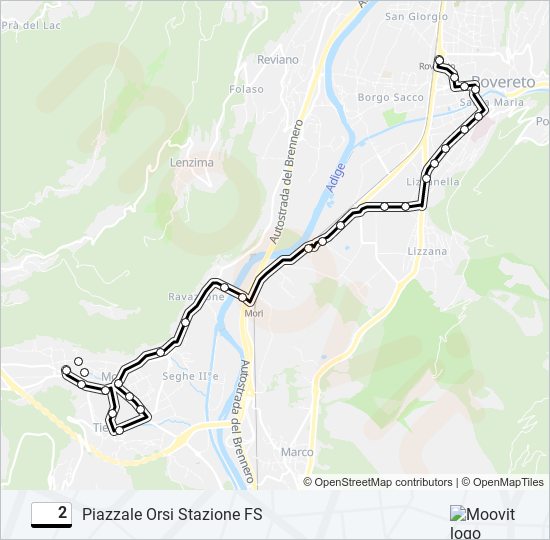 Percorso linea bus 2