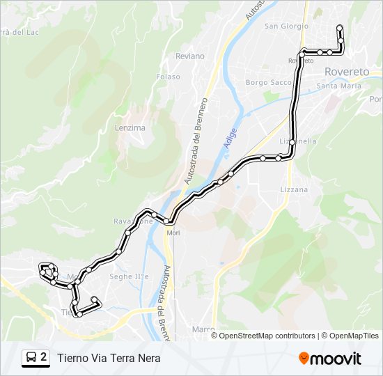 Percorso linea bus 2