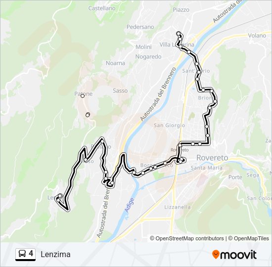 Percorso linea bus 4