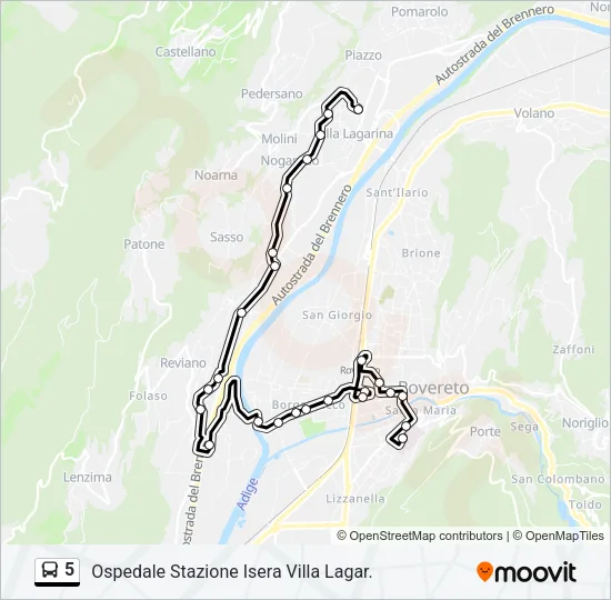 5 Bus Line Map