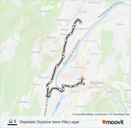 Percorso linea bus 5