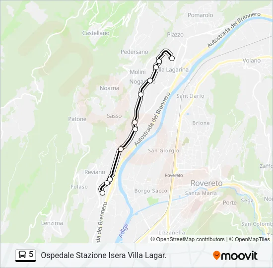 Percorso linea bus 5