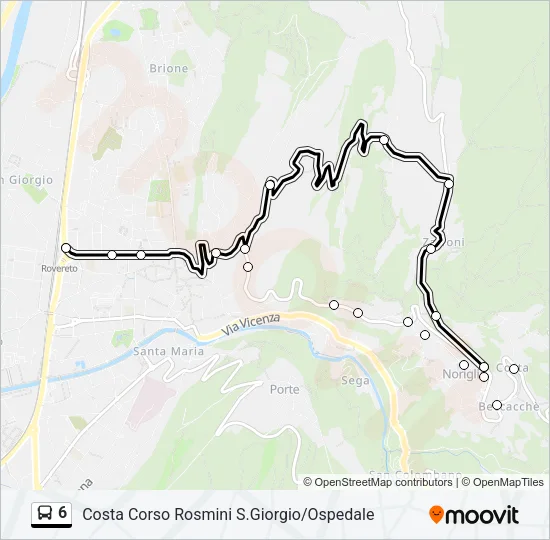 Percorso linea bus 6