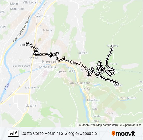 Percorso linea bus 6