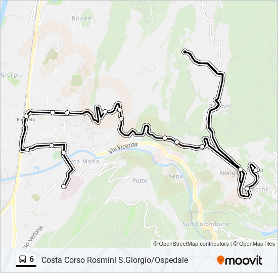 Percorso linea bus 6