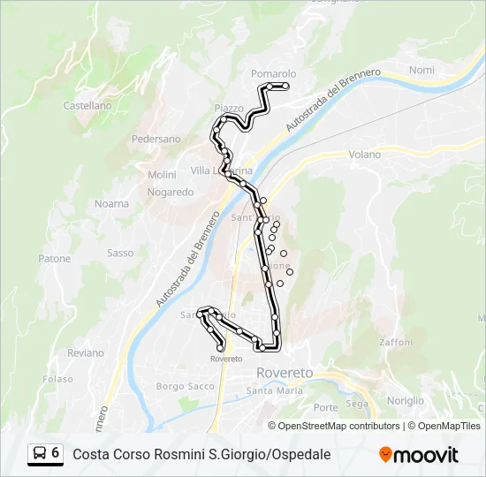 Percorso linea bus 6