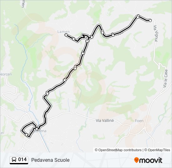 Percorso linea bus 014