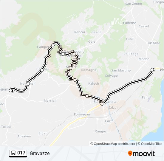 Percorso linea bus 017