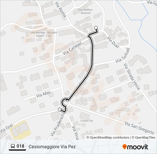 Percorso linea bus 018