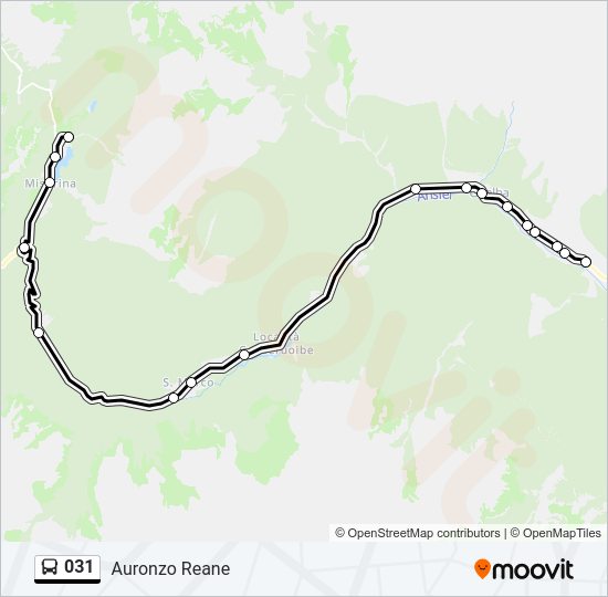 Percorso linea bus 031