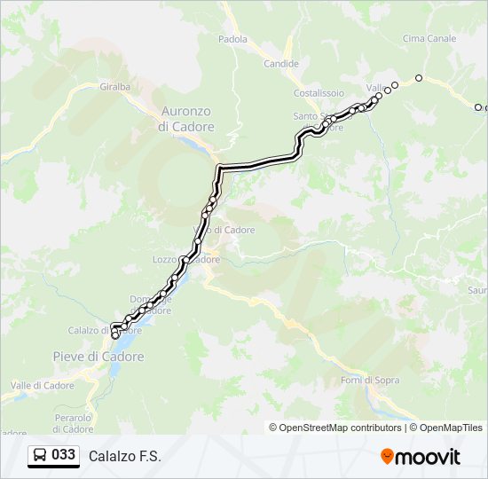 Percorso linea bus 033