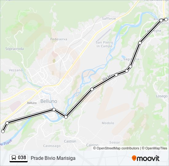 038 bus Line Map