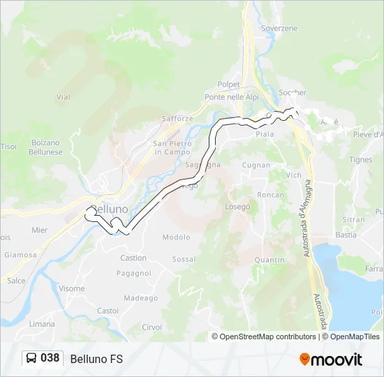 038 Bus Line Map