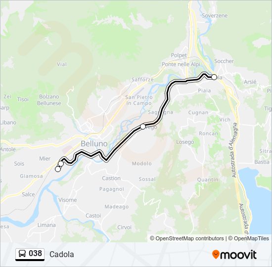 Percorso linea bus 038