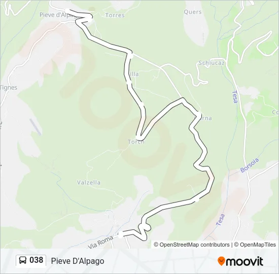 038 Bus Line Map