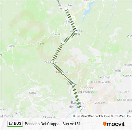 Mappa della linea BUS
