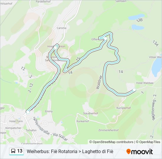 Percorso linea bus 13