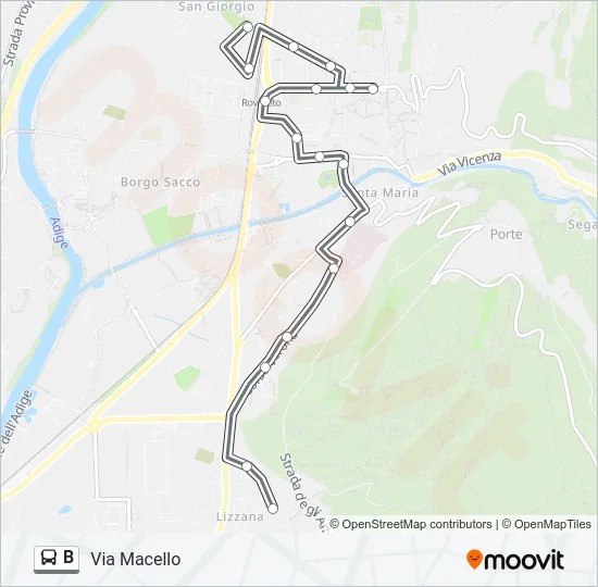 B Bus Line Map