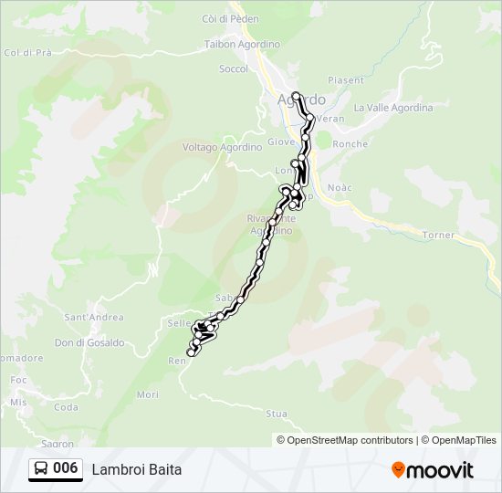 Percorso linea bus 006