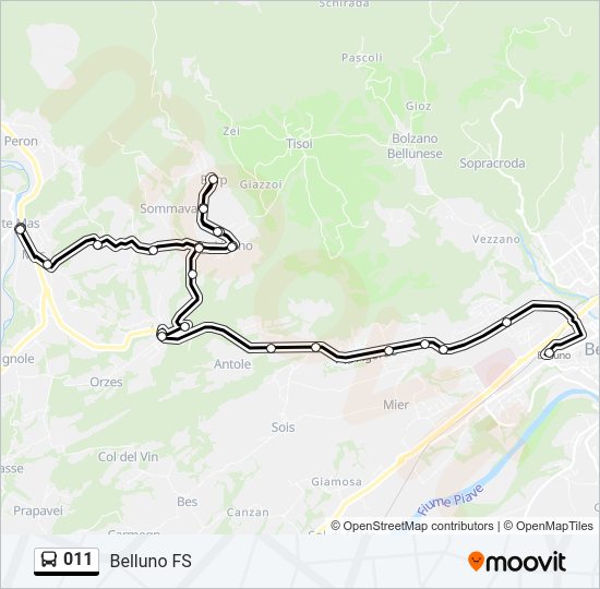 Percorso linea bus 011