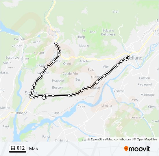 Percorso linea bus 012