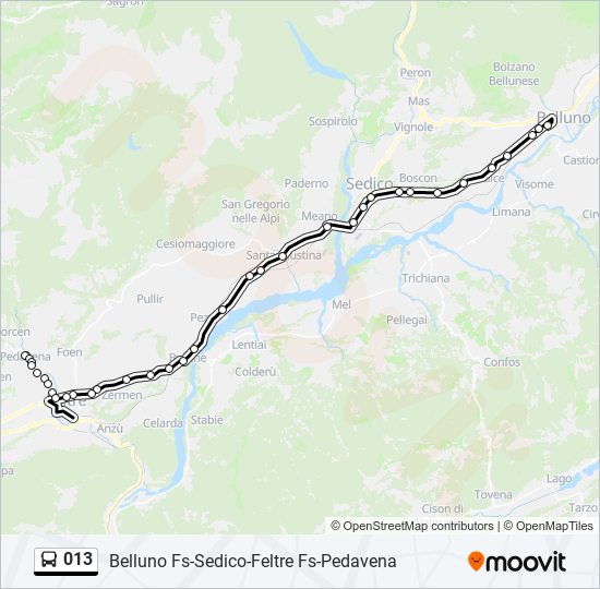 Percorso linea bus 013