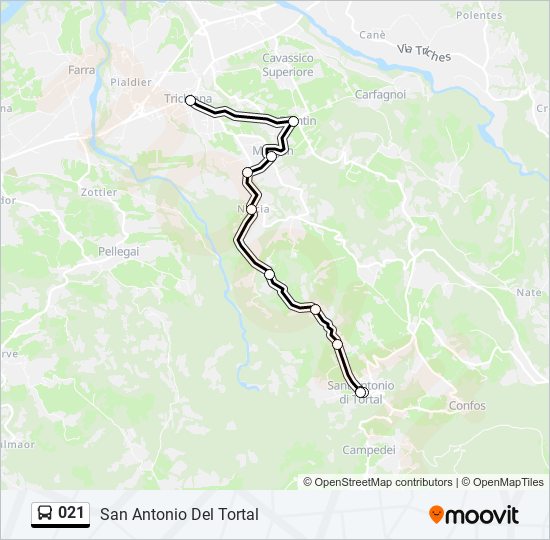 Percorso linea bus 021