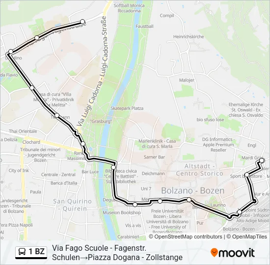 1 BZ Bus Line Map