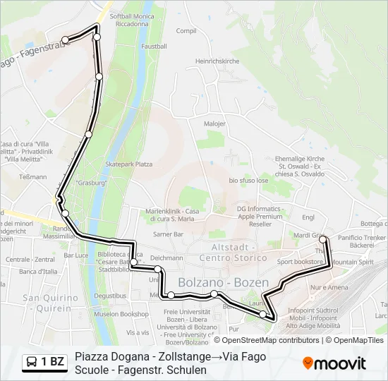 1 BZ Bus Line Map