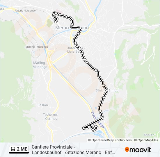 Percorso linea bus 2 ME