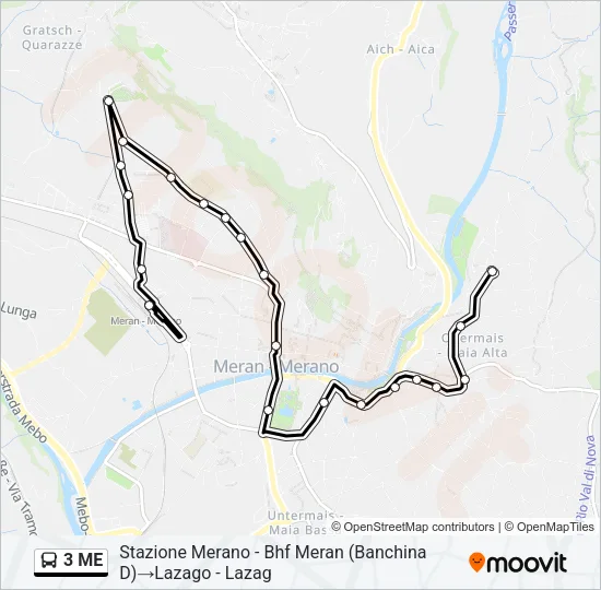 Percorso linea bus 3 ME