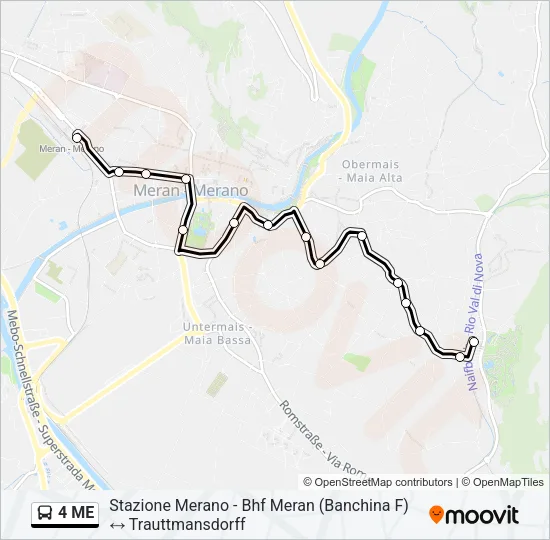 Percorso linea bus 4 ME