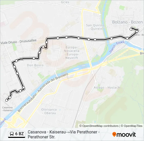 6 BZ Bus Line Map