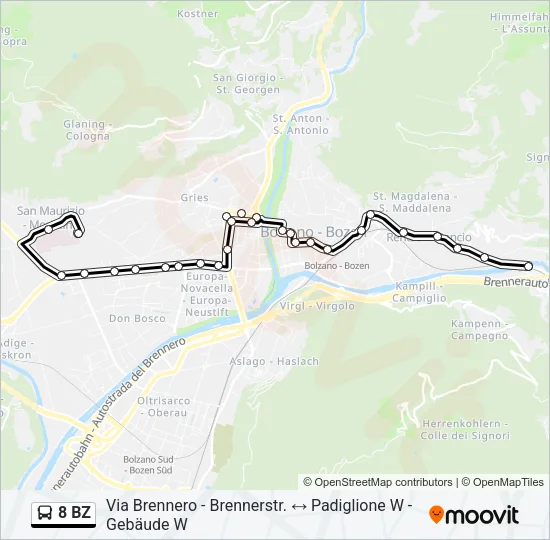 8 BZ Bus Line Map