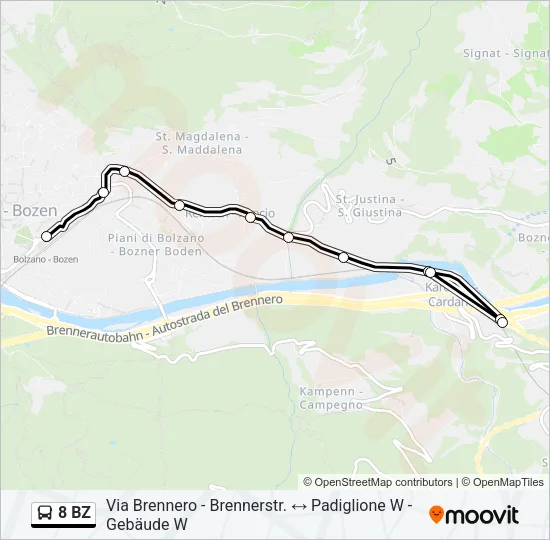 8 BZ Bus Line Map