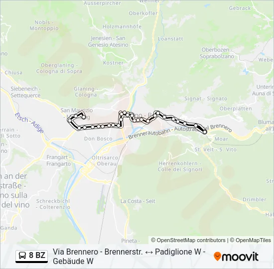 8 BZ Bus Line Map