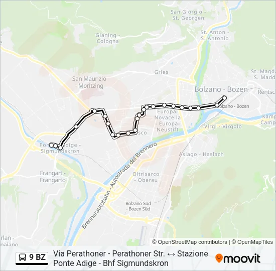 9 BZ Bus Line Map