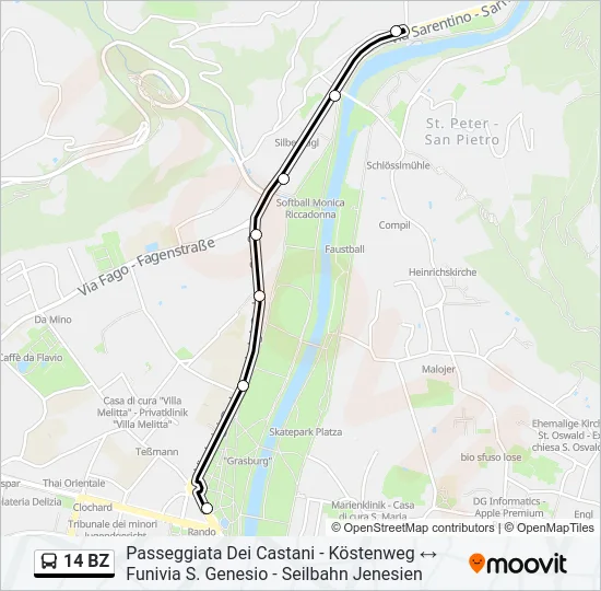 14 BZ Bus Line Map