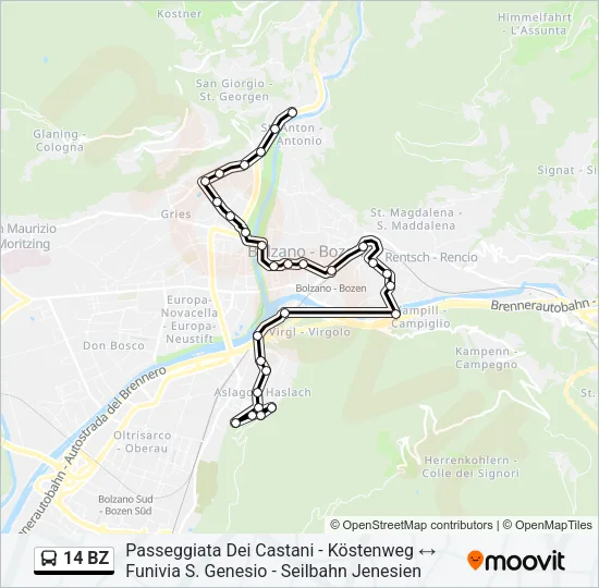 14 BZ Bus Line Map