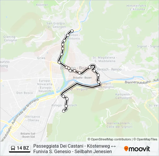 14 BZ Bus Line Map