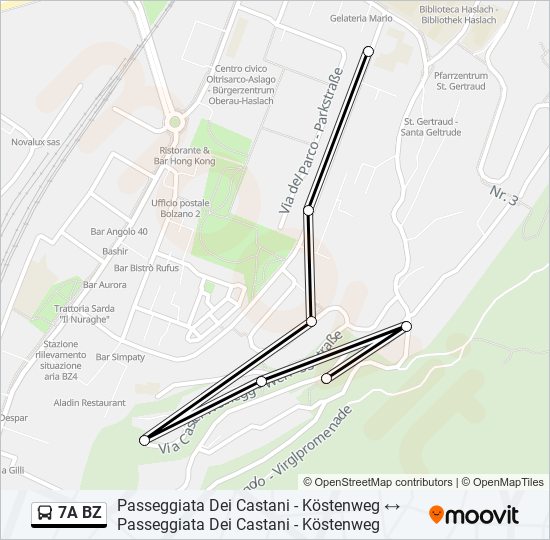 Percorso linea bus 7A BZ