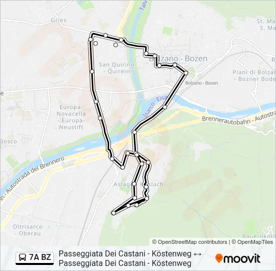7A BZ Bus Line Map