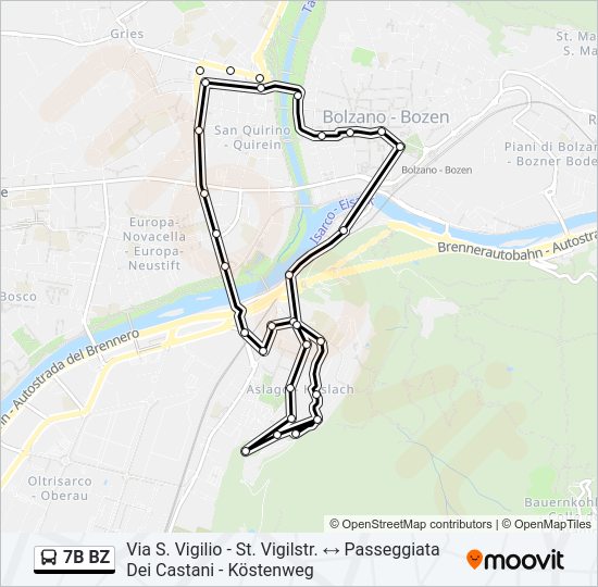 Percorso linea bus 7B BZ