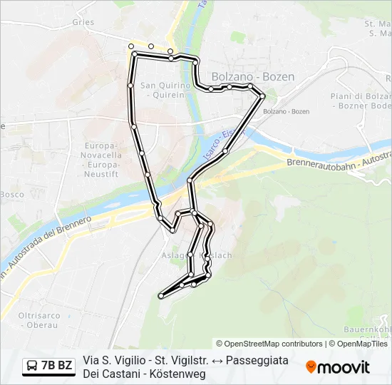 7B BZ Bus Line Map