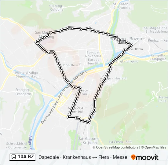 10A BZ Bus Line Map