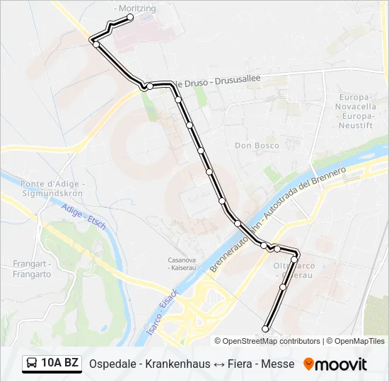 10A BZ Bus Line Map
