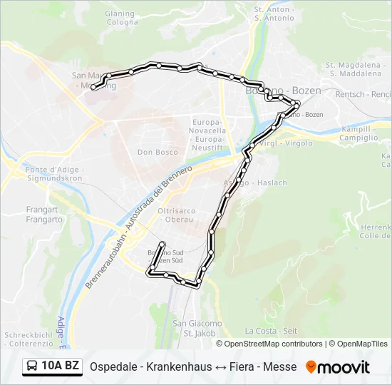 10A BZ Bus Line Map